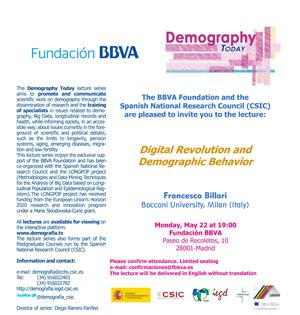 Ciclo de conferencias y curso de postgrado: "Demography Today: "Digital revolution and demographic behaviour"