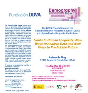 Ciclo de conferencias y curso de postgrado: "Demography Today: "Limits to human longevity: new ways to analyze data, and new ways to predict the future"