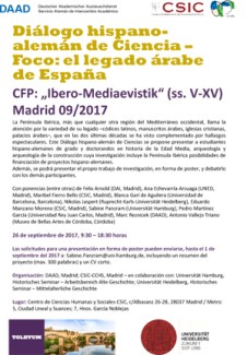 Seminario: "Diálogo hispano-alemán de Ciencia- Foco: el legado árabe de España / CFP: "Ibero-Mediaevistik“ (ss. V-XV)"