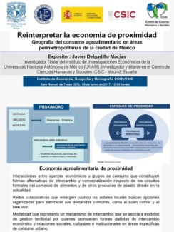 Conferencia: "Reinterpretar la economía de proximidad. Geografía del consumo agroalimentario en áreas perimetropolitanas de la ciudad de México"