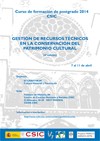 Curso de postgrado "Gestión de recursos técnicos en la conservación del Patrimonio Cultural" (4ª Ed.)