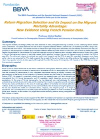 Ciclo de conferencias de la FBBVA «Demography Today»: "Return Migration Selection and its Impact on the Migrant Mortality Advantage: New Evidence Using French Pension Data"