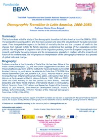 Ciclo de conferencias de la FBBVA «Demography Today»: "Demographic Transition in Latin America, 1800-2050"