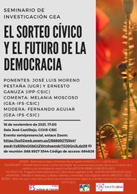 Seminario GEA (Grupo de Ética Aplicada): "El sorteo cívico y el futuro de la democracia"