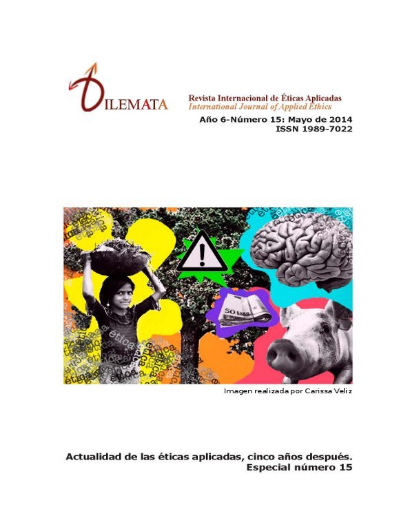Se publica en la web el número 15 de la revista DILEMATA Revista Internacional de Éticas Aplicadas Portada de la revista