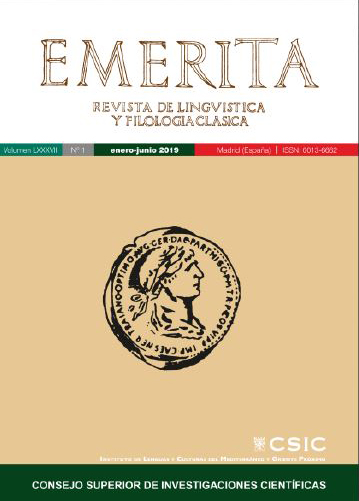 Publicado el Vol. 85, nº 2 de 2017 de la revista "Emerita" del Instituto de Lenguas y Culturas del Mediterráneo y Oriente Próximo Portada de la revista