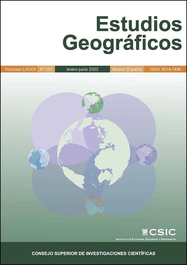 La revista "Estudios Geográficos" publica el Vol 81, nº 288 de 2020 Portada de la revista