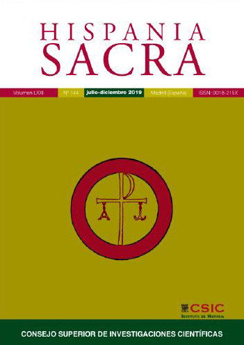La revista "Hispania Sacra" publica el Vol 71, nº 144 de 2019 Portada de la revista