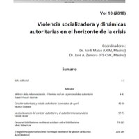 "Constelaciones. Revista de Teoría Crítica" publica el Vol. 10 de 2018 dedicado a violencia socializadora y dinámicas autoritarias Portada Vol.10