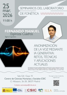 Seminarios del Laboratorio de Fonética: "Anonimización de la voz mediante IA generativa: retos, técnicas y aplicaciones actuales"