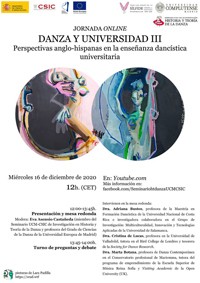 Jornada online "Danza y Universidad III. Perspectivas anglo-hispanas en la enseñanza dancística universitaria"