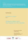 Conferencia "Antígona debe morir. Las mujeres en mis novelas"