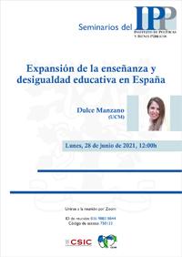 Seminarios del IPP: “Expansión de la enseñanza y desigualdad educativa en España”