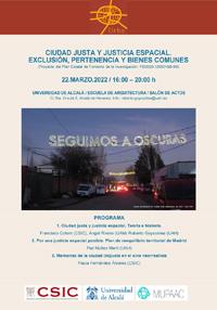 Seminario "Ciudad justa y justicia espacial. Exclusión, pertenencia y bienes comunes"