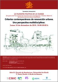Seminario permanente «La filosofía política de la ciudad»: "Criterios contemporáneos de renovación urbana. Una perspectiva multidisciplinar"
